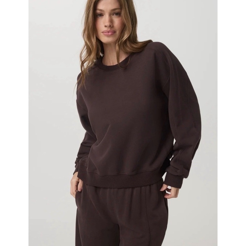 Vuori Sedona Seams Crew Sweatshirt Espresso Brown Pullover Small